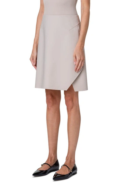 Akris Cotton Short Skirt With Trapezoid Slit Detail In Greige