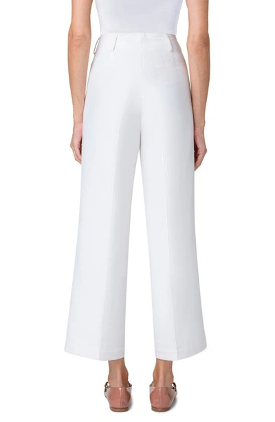 Akris Wide-leg Crop Cotton Twill Pants In Ecru