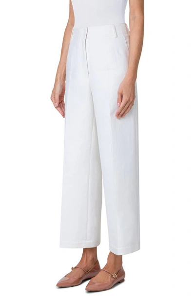 Akris Wide-leg Crop Cotton Twill Pants In Ecru