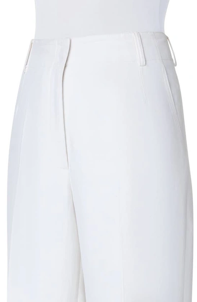 Akris Wide-leg Crop Cotton Twill Pants In Ecru
