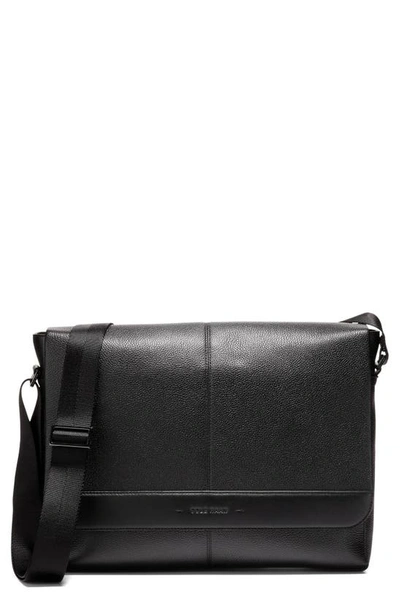 Shop Cole Haan Triboro Leather Messenger Bag In Black
