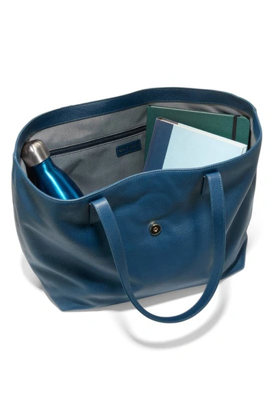 Shop Cole Haan Simply Everything Leather Tote In Blue Wing Teal