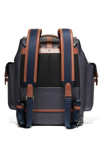 Shop Cole Haan Triboro Leather Backpack In Navy/ New British Tan