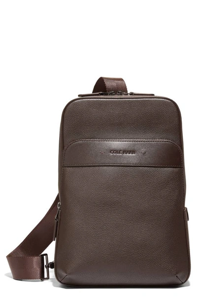 Shop Cole Haan Triboro Leather Sling In Dark Chocolate