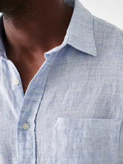 Faherty Laguna Linen Shirt In Light Blue Melange