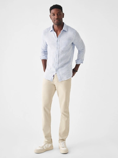 Faherty Laguna Linen Shirt In Light Blue Melange