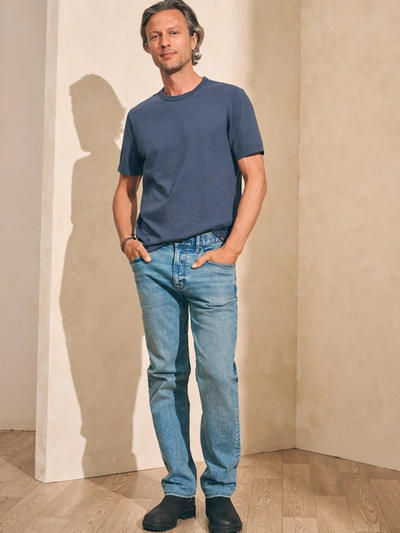 Shop Faherty Sunwashed T-shirt (tall) In Dune Navy