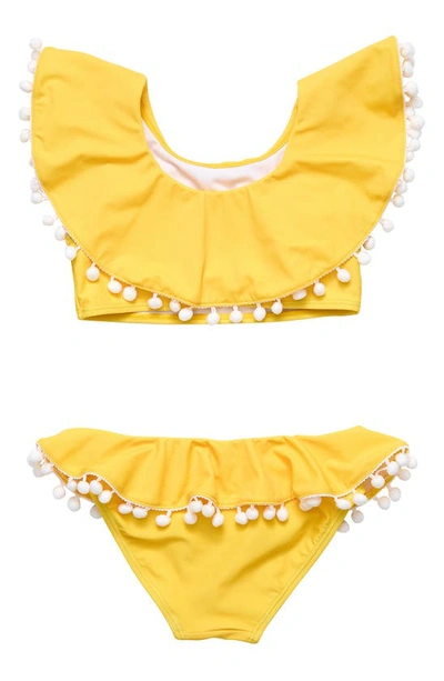 Snapper Rock Toddler, Child Girls Hello Yellow Flounce Bikini In Yellow