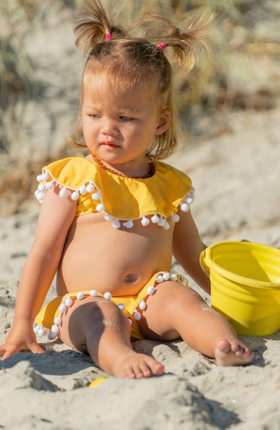 Snapper Rock Toddler, Child Girls Hello Yellow Flounce Bikini In Yellow
