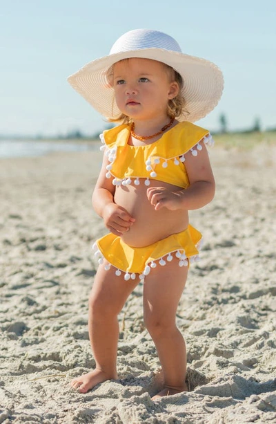 Snapper Rock Toddler, Child Girls Hello Yellow Flounce Bikini In Yellow
