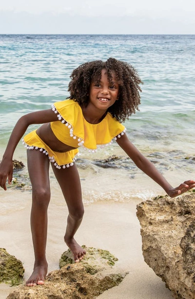 Snapper Rock Toddler, Child Girls Hello Yellow Flounce Bikini In Yellow