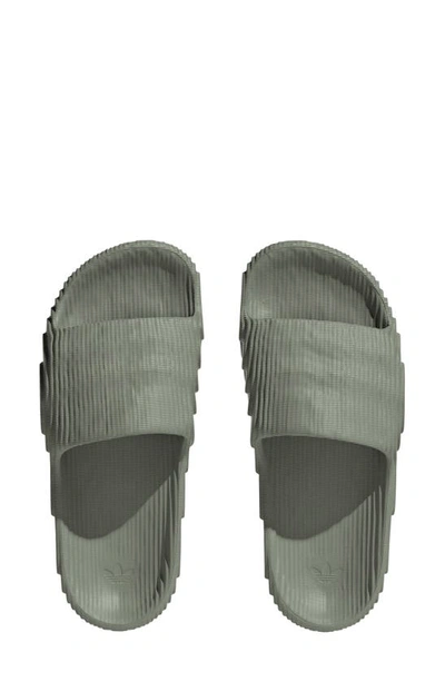 Shop Adidas Originals Adilette 22 Slide Sandal In Green/ Silver Green/ Black