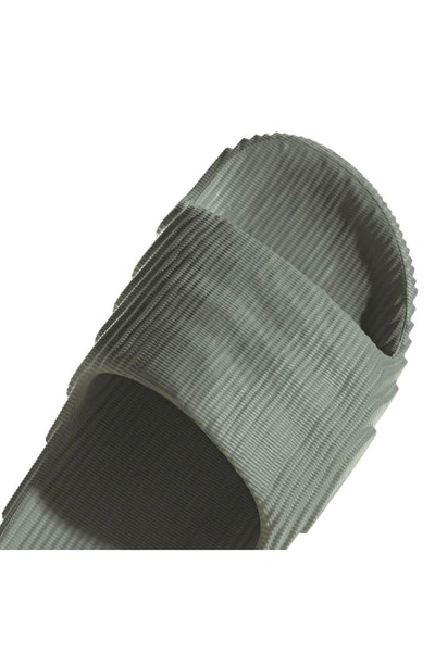 Shop Adidas Originals Adilette 22 Slide Sandal In Green/ Silver Green/ Black