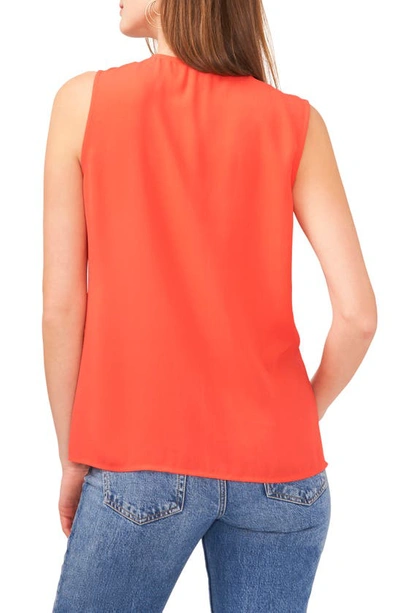 Shop Vince Camuto Ruffle Neck Sleeveless Georgette Blouse In Tulip Red