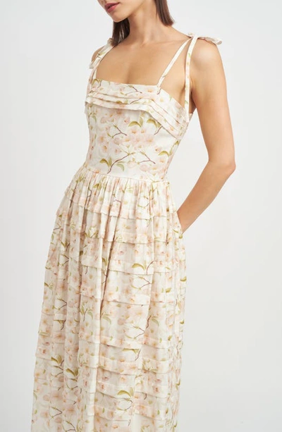 Shop En Saison Callie Floral Midi Dress In Peony Green