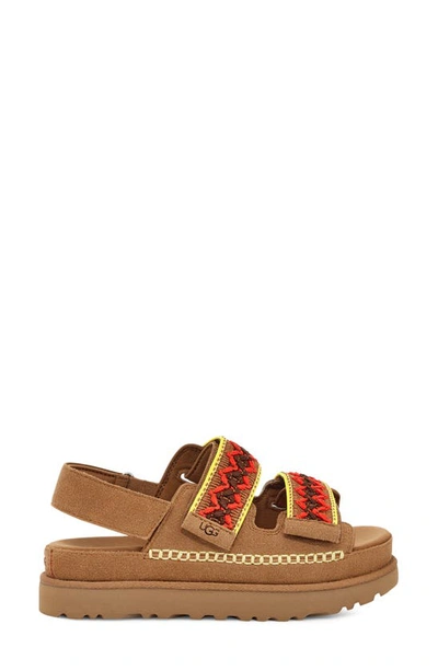 Shop Ugg Goldenstar Heritage Braided Slingback Platform Sandal In Chestnut