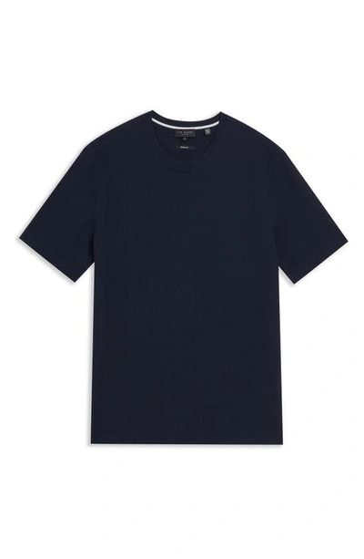 Shop Ted Baker Frute Waffle Knit T-shirt In Navy