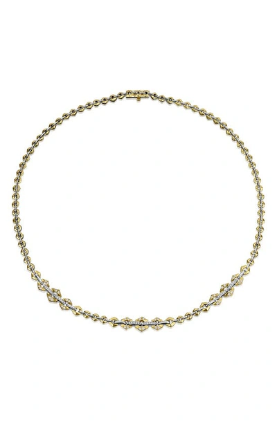 Shop Dries Criel Flow Graduated Diamond Chain Necklace In Gold