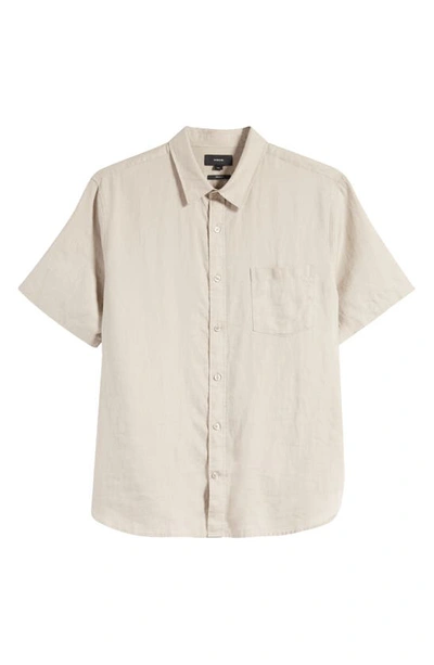 Vince Classic Fit Short Sleeve Linen Shirt In White