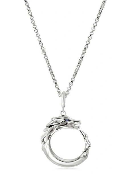 John Hardy Sterling Silver Naga Blue Sapphire Necklace In Silver