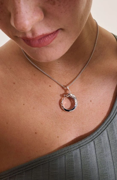 John Hardy Sterling Silver Naga Blue Sapphire Necklace In Silver