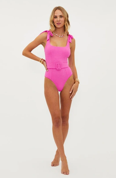 Shop Beach Riot Sydney Belted One-piece Swimsuit In Petal Pink Scrunch