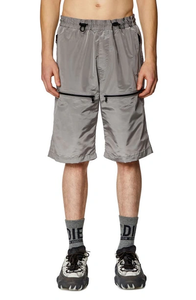 Shop Diesel P-mckell-short Nylon Shorts In Grey