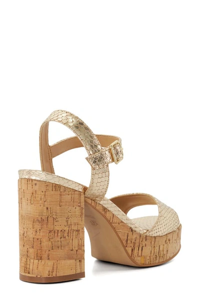 Dune London Jodi Platform Sandal In Gold Print Leather