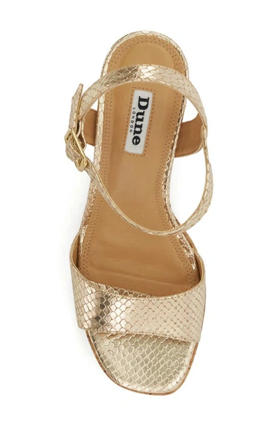 Dune London Jodi Platform Sandal In Gold Print Leather