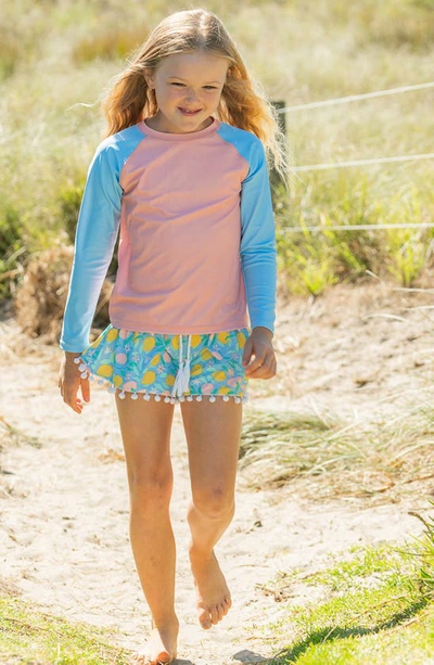 Shop Snapper Rock Kids' Lemon Drops Cover-up Shorts In Blue Multi