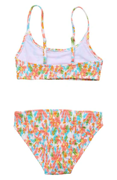 Shop Snapper Rock Kids' Luau Smocked Two-piece Swimsuit In Orange Multi