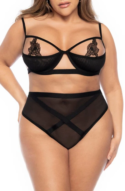 Shop Mapalé Cutout Underwire Bra & High Waist Briefs In Black