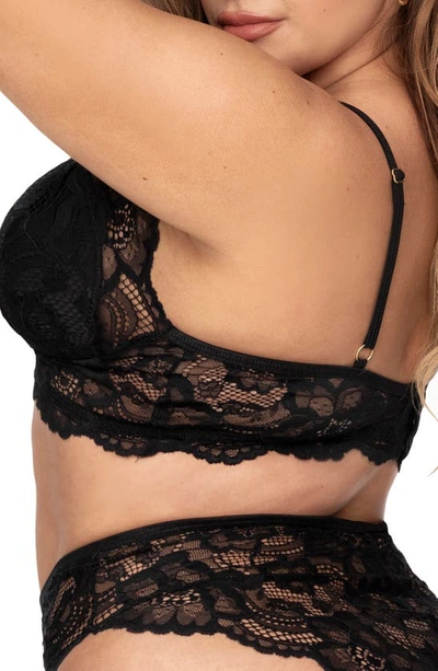 Shop Mapalé Scalloped Lace Bra & Briefs In Black