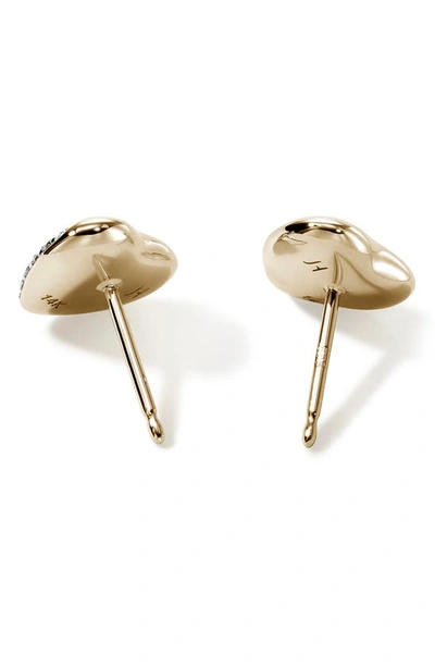 Shop John Hardy Pebble Heart Diamond Stud Earrings In Gold