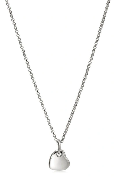 Shop John Hardy Pebble Heart Pavé Diamond Short Pendant Necklace In Silver