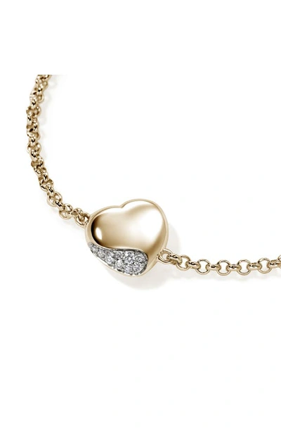 Shop John Hardy Pebble Heart Pavé Diamond Bracelet In Gold