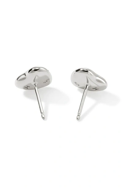 Shop John Hardy Pebble Heart Diamond Stud Earrings In Silver