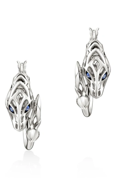 Shop John Hardy Naga Hoop Earrings In Silver