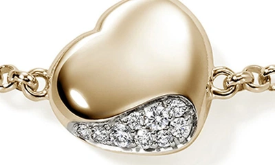 Shop John Hardy Pebble Heart Pavé Diamond Bracelet In Gold