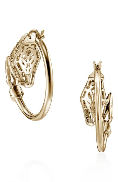 Shop John Hardy Naga Diamond Hoop Earrings In Gold