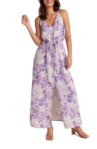 Shop Bella Dahl Floral Button Front Maxi Dress In Iris Floral Print