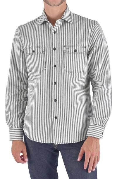 Shop Hiroshi Kato The Brace Button-up Shirt In Rail Stripe