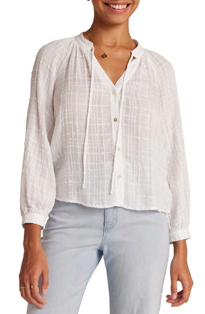 Shop Bella Dahl Tie Neck Raglan Sleeve Shirt In White