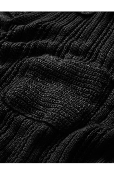 Shop John Varvatos Odin Short Sleeve Textured Linen Sweater In Black