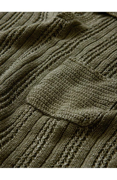 Shop John Varvatos Odin Short Sleeve Textured Linen Sweater In Dark Moss