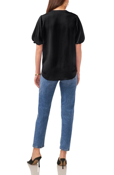 Shop Vince Camuto Hammered Satin Puff Sleeve Top In Rich Black
