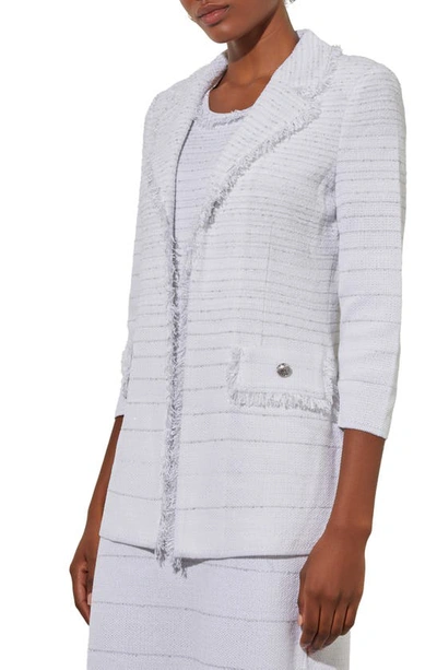 Shop Ming Wang Metallic Tweed Jacket In White/ Silver