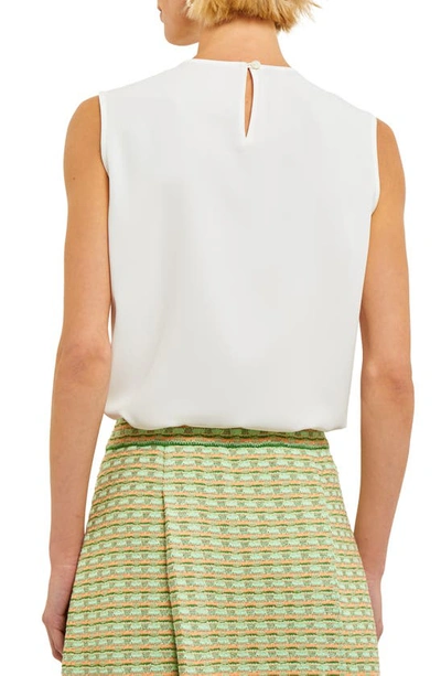 Shop Misook Gathered Neck Sleeveless Top In White
