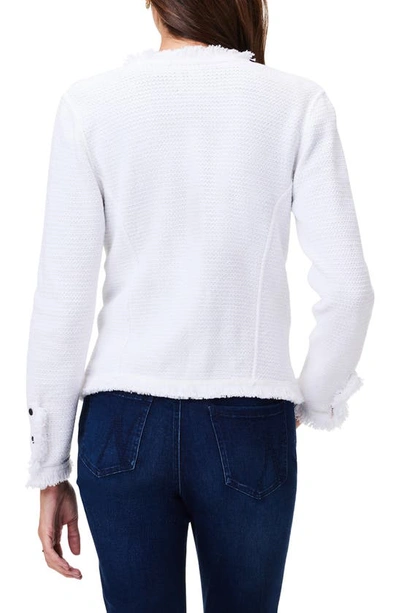 Nic + Zoe Fringe Mix Knit Jacket In Paper White