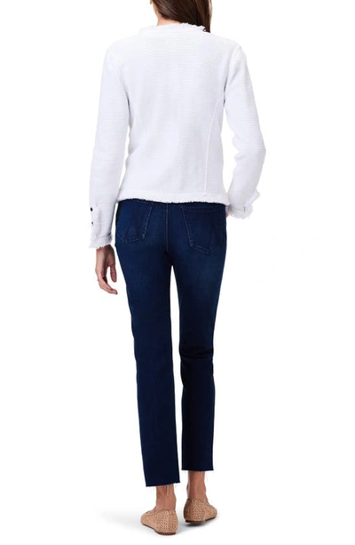 Nic + Zoe Fringe Mix Knit Jacket In Paper White